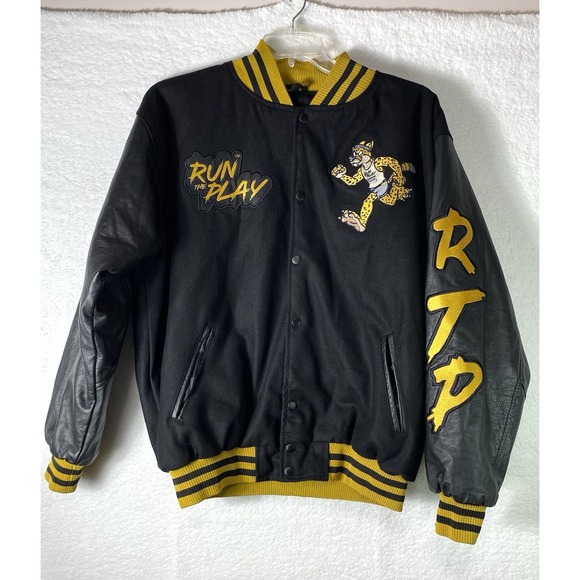 New Age CEOs Other - New Age CEOs Varsity Bomber Jacket Black/Yellow Run The Play Embroidered Cheetah